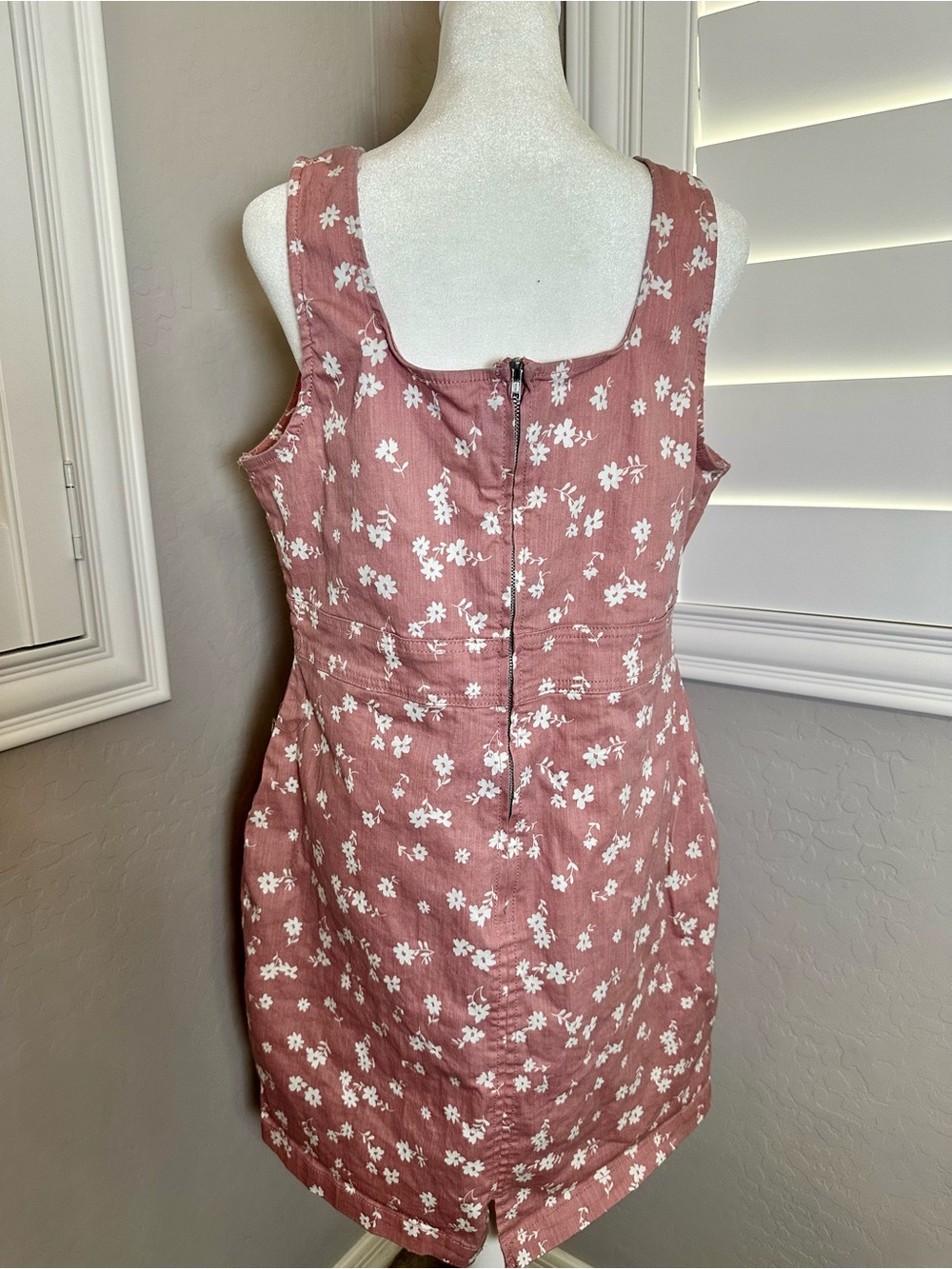 No Boundaries Dusty Rose Floral Denim Dress - Picture 3 of 5
